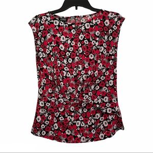 Jones New York Red Floral Sleeveless Blouse, Size Small